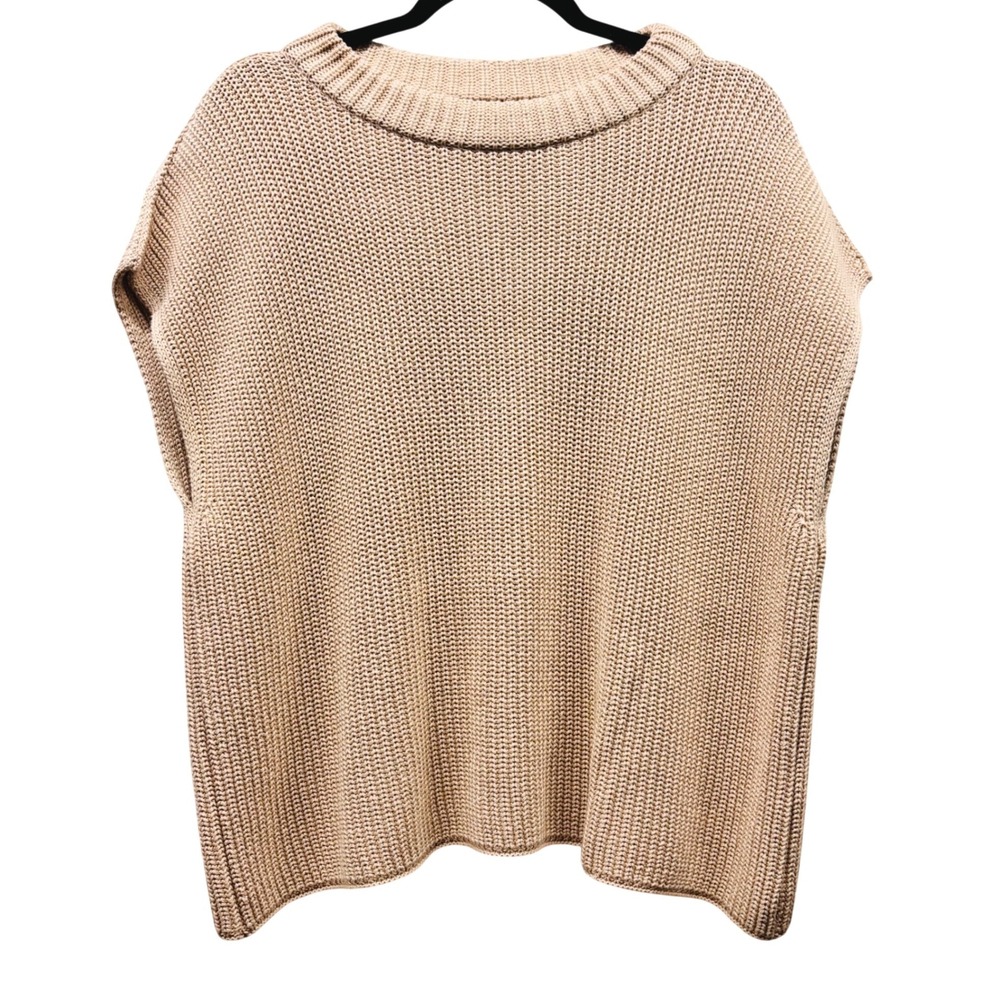 Frank & Eileen Beige Knit Sleeveless Crewneck Sweater